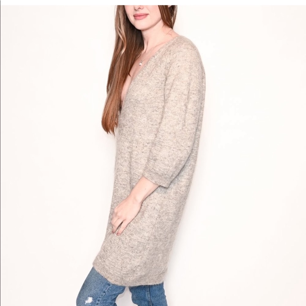 HUMANOID Mohair Wool Blend Long V-neck Sweater